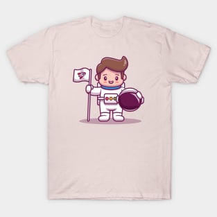 Cute Astronaut Kid Cartoon Vector Icon Illustration T-Shirt